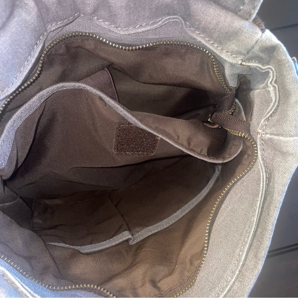 Mens Multi Functional Backpack Bag Gray Canvas Wi… - image 7